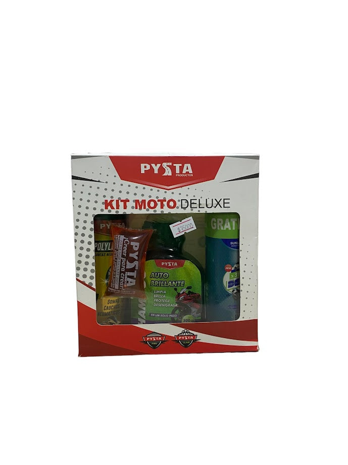 Kit Moto Limpieza Deluxe 4 en 1 Para Moto Aroma Invictus (Polyllantas 200ml + Shampoo 300ml + Desengrasante 40ml + Silic
