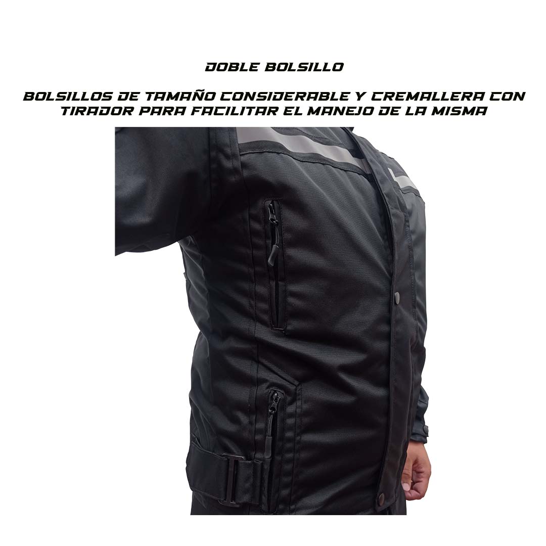 Chaqueta de protección Defender Frio - Protecciones Removibles - Negro