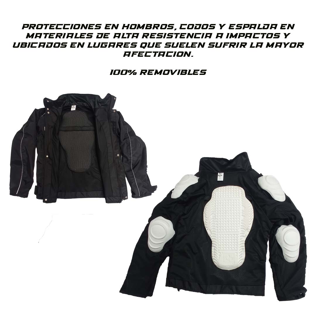 Chaqueta de protección Defender Frio - Protecciones Removibles - Negro
