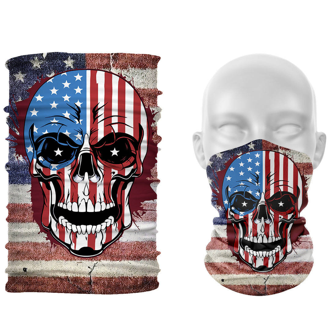 Cuello 1155 Calavera Estados Unidos Fondo Bandera Estados Unidos
