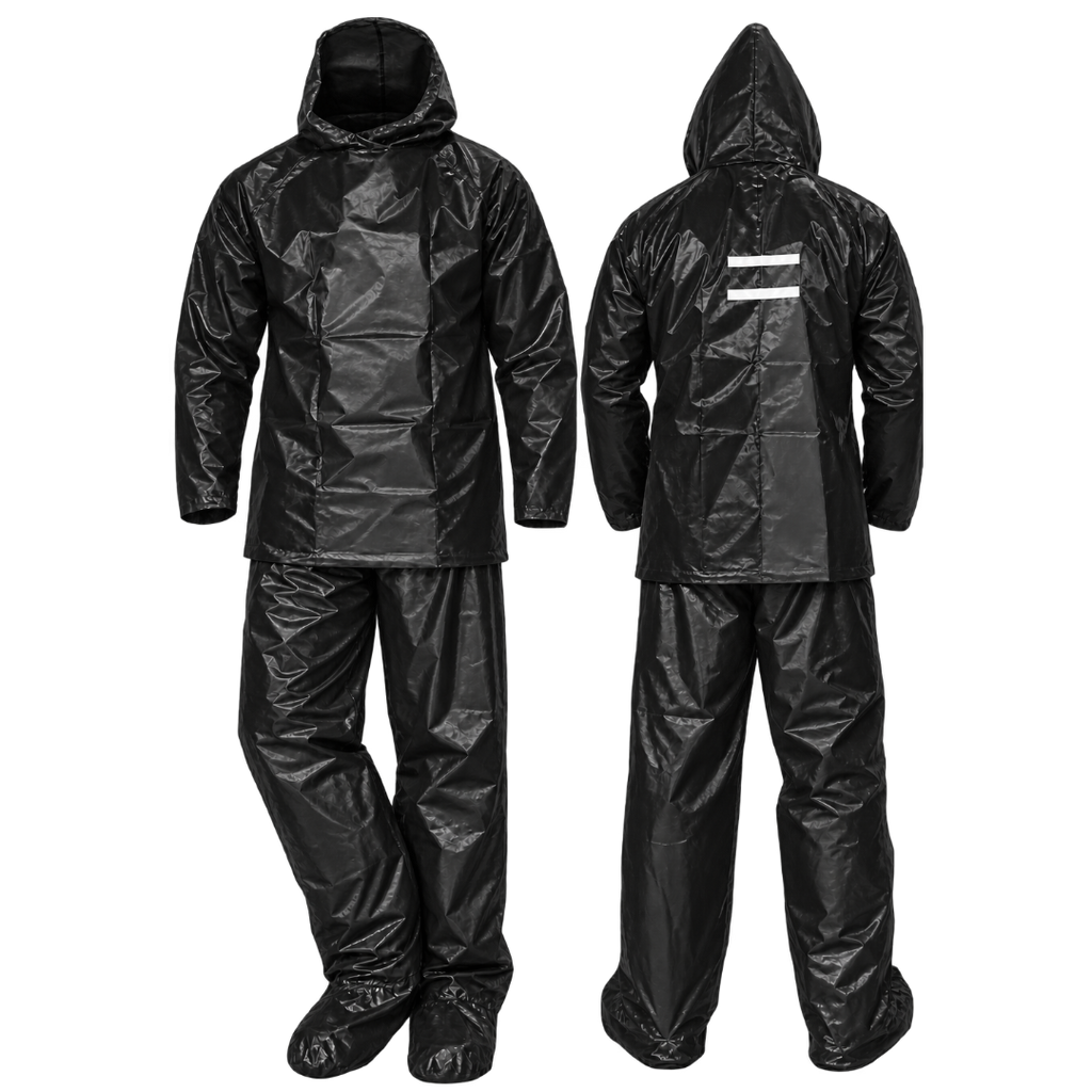 traje impermeable de bolsillo-plastico-negro-talla (L)