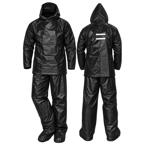 traje impermeable de bolsillo-plastico-negro-talla (M)
