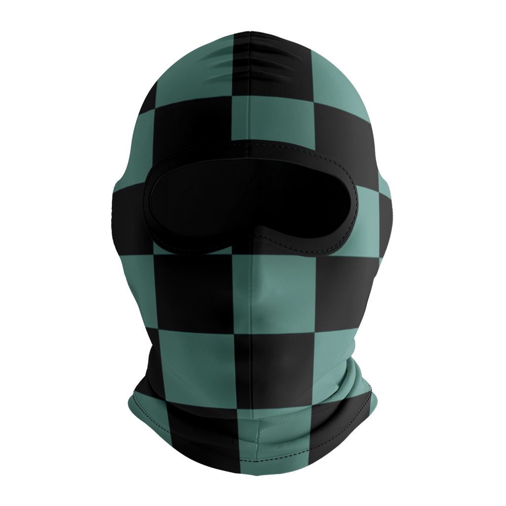 Balaclava licrada 1305 Patron De Cuadrados Verde Negro