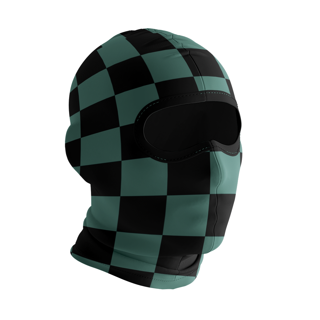 Balaclava licrada 1305 Patron De Cuadrados Verde Negro Imagen secundaria del producto