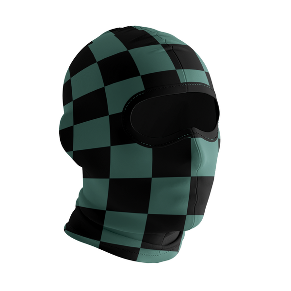 Balaclava licrada 1305 Patron De Cuadrados Verde Negro