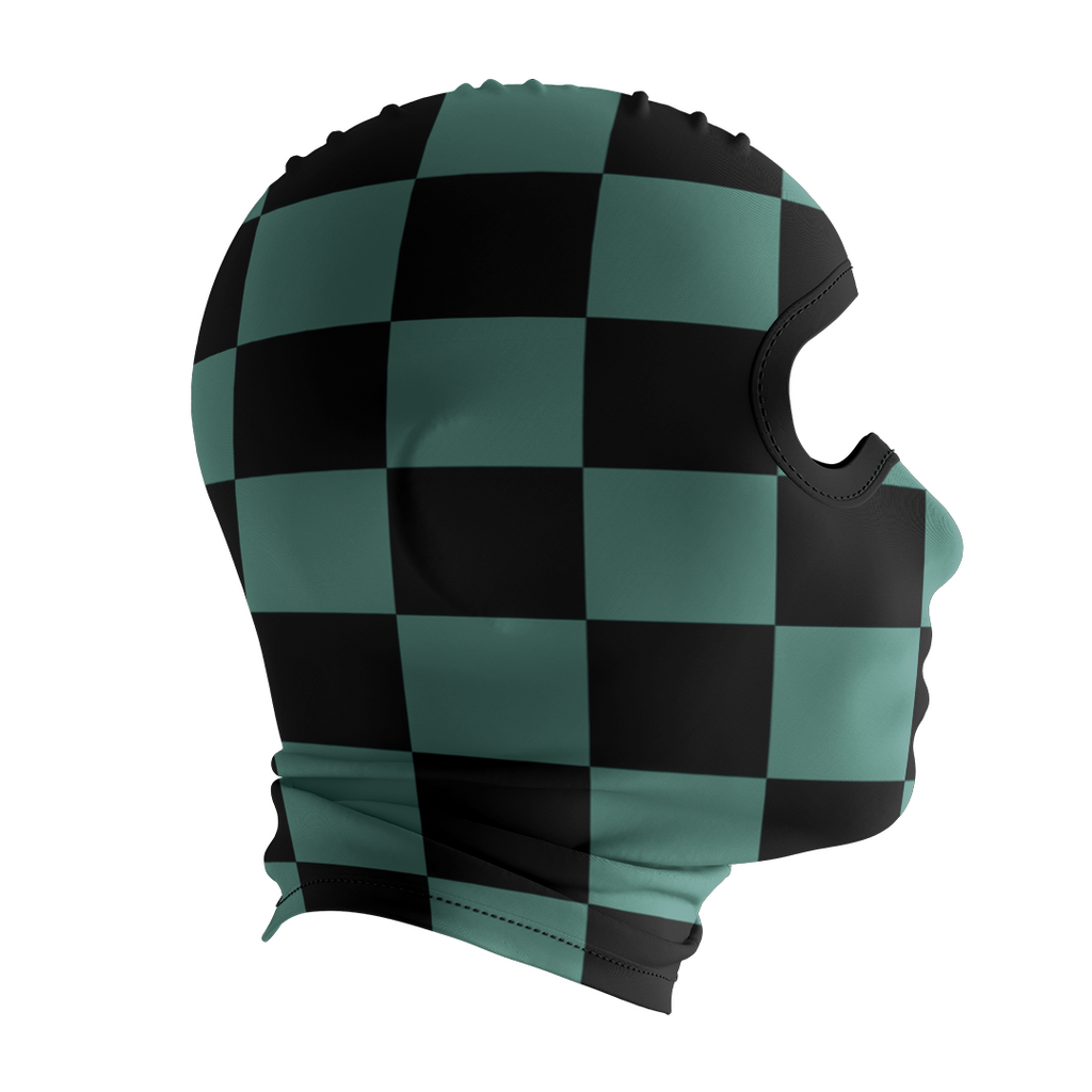 Balaclava licrada 1305 Patron De Cuadrados Verde Negro