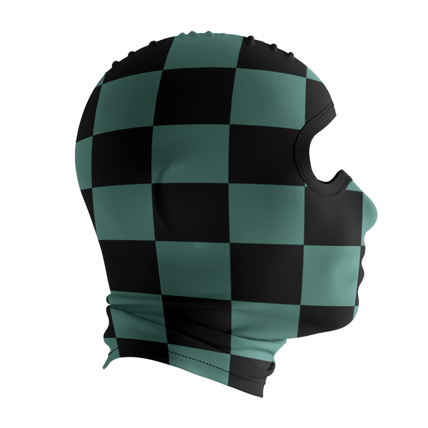 Balaclava licrada 1305 Patron De Cuadrados Verde Negro